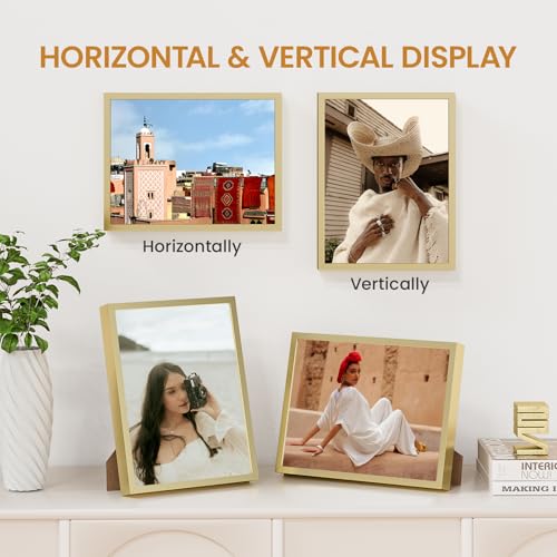 7x9 Aluminum Metal Picture Frame,Tempered Glass Gold Photo Frame 7x9 for Family Photo,Posters,Art,Document to Wall Mount Horizontally or Vertically - size: 7x9