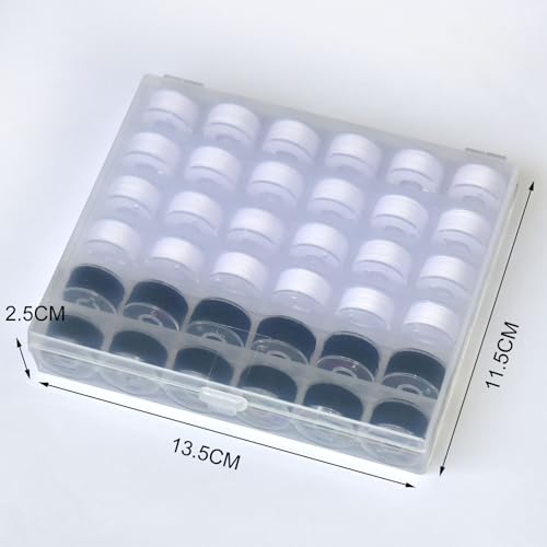 36Pcs Bobbins and Sewing Threads with Plastic Bobbin Case for Multiple Sewing Machine, Pre-Wound Bobbins Set (White&Black) - color: white&black