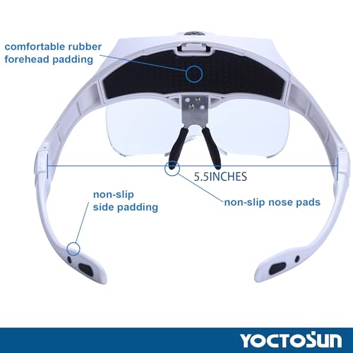 YOCTOSUN Magnifying Glass with Light, LED Head Magnifier 5 Lenses 1.0X-3.5X - style: Led Head Magnifier