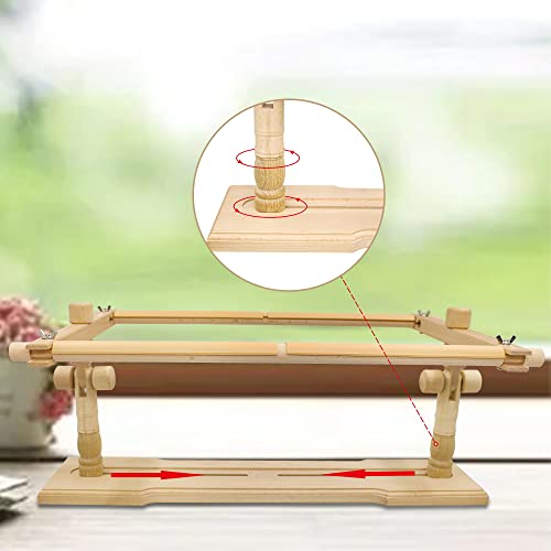 Adjustable Beech Wood Embroidery Stand - Guofa Rotated Cross Stitch Needlepoint Holder, Quilting Tapestry Scroll Hoop Frame for Craft Sewing