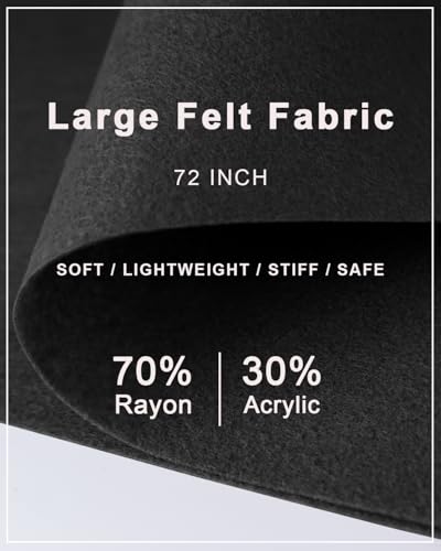 Black Felt Fabric 72" x 18", Large Stiff Craft Felt Sheet by The Yard - color: Black, size: 72" X 18" (0.5 Yard)