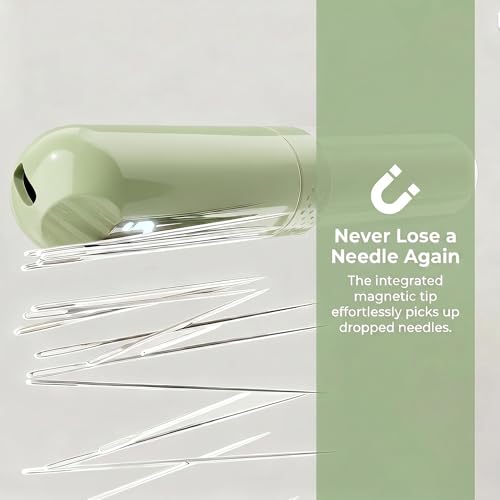 5-in-1 Automatic Needle Threader Kit, Hand Sewing Tool with Seam Ripper, Magnetic Needle Minder, Thimble & 8 Large-Eye Needles – Portable Sewing Supplies for Embroidery, Cross Stitch, Repairs, Travel - color: green
