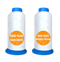 HimaPro Set of 2 Huge White Spools Bobbin Thread for Embroidery Machine and Sewing Machine - 5500 Yards (5000 Meters) Each - 100% Polyester - White & White