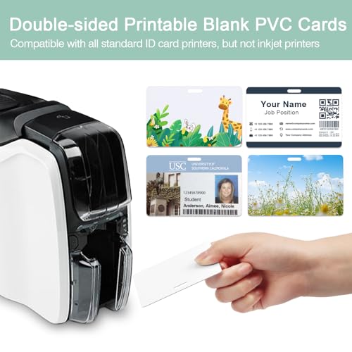 250 Pack Premium Blank PVC Cards with Slot Punch on Long Side - Horizontal Slot Punch Blank ID Cards- CAETOUNG CR80 30 Mil Graphic Quality White Plastic Cards for Photo ID Badge Printers - color: 250pack