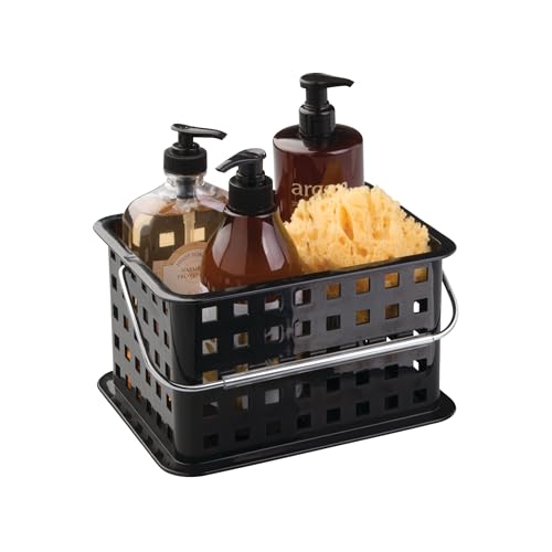 iDesign Plastic Shower Caddy Basket with Handle, Black - color: Black, style: Pack of 1