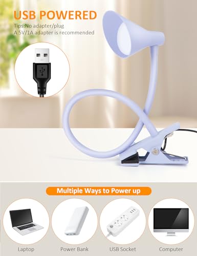 LiFMIRA Desk Lamp Clip on Lamp for Bed, LED Reading Light for Bed Purple - color: Lilac Purple