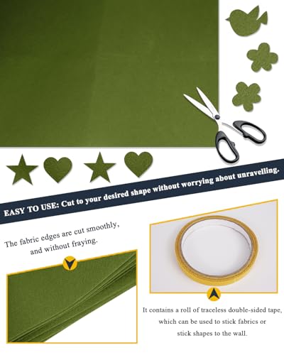 Olive Green Felt Fabric 72" x 36", Large Stiff Craft Felt Sheet by The Yard - color: Olive Green, size: 72" X 36" (1 Yard)