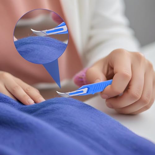 10Pcs Blue Sewing Stitch Remover, Seam Rippers Razor with Protective Case and Anti-Slip Handle, Stitch Seam Ripper Cutters Thread Removal Tool for Sewing Crafting Embroidery