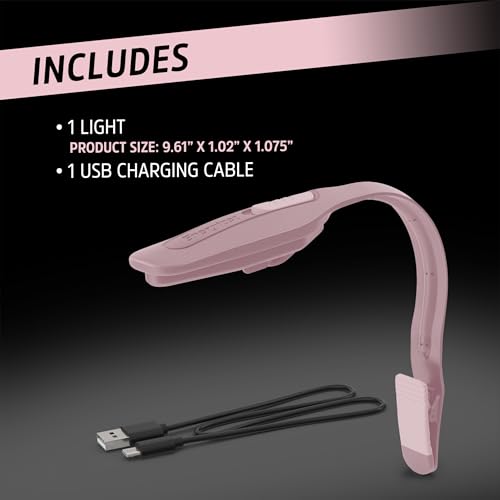 Energizer Flex-R LED Rechargeable Book Light for Reading in Bed, Reading Light with Warm LED Color, Long-Lasting and Lightweight, Pink - color: Pink