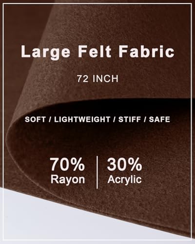 Brown Felt Fabric 72" x 36", Large Stiff Craft Felt Sheet by The Yard - color: Brown, size: 72" X 36" (1 Yard)