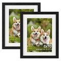 TOFOREVO 8x10 Picture Frames with 6x8 Mat Set of 2, Black - color: Black Wood Grain, size: 8x10