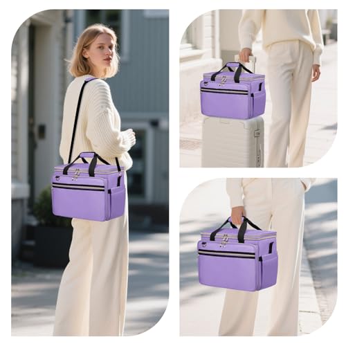Anitor Large Crochet Bag Knitting Bag Yarn Storage Tote, Yarn Bag, Purple - color: purple