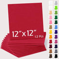 12" x 12" Felt Sheets for Crafts, 2mm Stiff Felt Fabric (12 Pcs), Red - color: Red