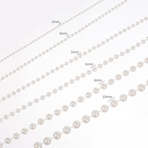 10mm Pearl Strands,9 Yds of White Fake Beads Garland Spool Roll with String Pearls for Crafting,Wedding Party,Christmas Tree Decoration. - color: White, size: 10 mm