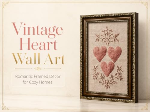 PZBPIUY Vintage Framed Heart Canvas Wall Art, Pink Textured Print - color: Pink Heart, size: 24"L x 16"W
