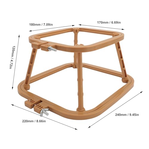2-Layer Embroidery Frame Stand, Adjustable ABS Double Hoop - style: Khaki
