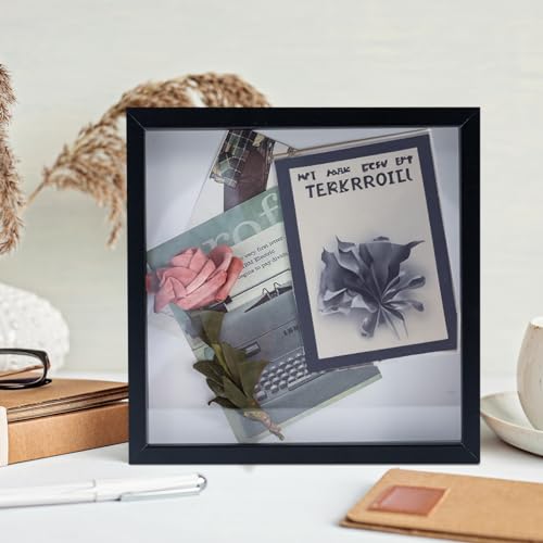 Muzilife 12x12 Shadow Box Wood Picture Frame, HD Glass, 2PCS, Black - color: Black, size: 2pcs 12X12