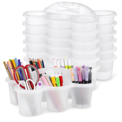 gisgfim 6 Pack Classroom Caddy Organizer with Handle, 6 Compartments, Clear - color: Clear