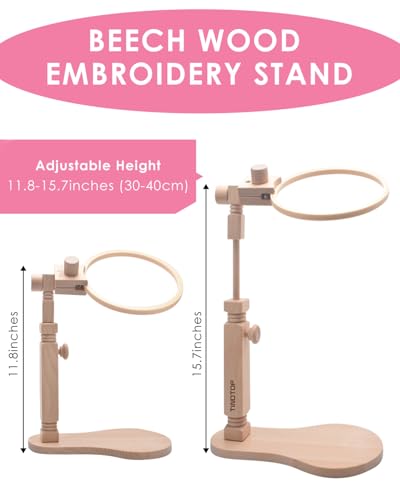 TINDTOP Beech Wood Embroidery Hoop Stand, with 3pcs Embroidery Hoops - color: Set B