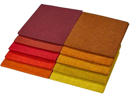 Craftido - 11 Options Solids with Tweed Tonals - Assorted Color Cotton Quilting Fabric Bundles 10pcs Fat Quarters 18"x21" - Medium Weight 5.2oz - for Quilting, Sewing and Crafts - Autumn Hues - color: Autumn Hues