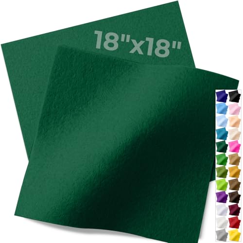 IONTACH 18" X 18" Soft Felt Sheets 1.6mm Thick (2 Packs, Hunter Green) - color: Hunter Green