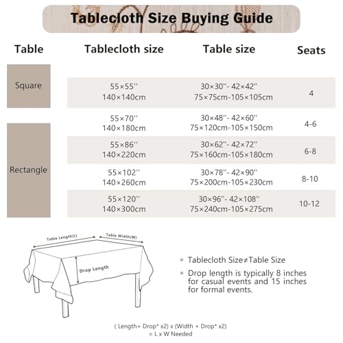 Joyfol Day Rustic Fall Rectangle Table Cloth, Heavy Duty Linen Florals Embroidery Tablecloths, Farmhouse Waterproof Tablecloth, Wrinkle Free Table Cover with Tassels, Coffee Berry, 55''x 86'' - color: Coffee Berry, size: 86" x 55" (Rectangular)