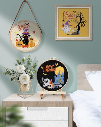 TINDTOP Halloween Embroidery Kit for Adult, Embroidery Stitch Practice kit - color: Halloween 3 Kits B