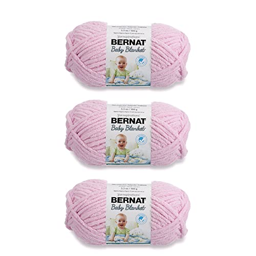 Bernat Baby Blanket Yarn for Crocheting Soft, Baby Pink, 3-Pack - color: Baby Pink, size: 3 Pack, style: Baby Blanket