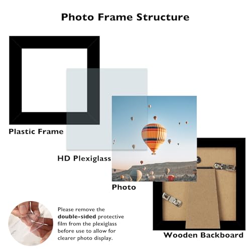 JCJMY 4x4 Picture Frame Black for Wall Hanging or Tabletop, Wall Mounting Horizontally or Vertically, 4 x 4 Wall Gallery Poster Photo Frame with Shatter Resistant Plexiglass, Black - color: Black, size: 4x4 inch