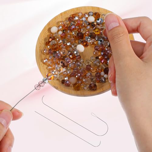 Nogeqi 4 Pcs Big Eye Beading Needles for Jewelry Making, Bead Spinner Needles, Stainless Bead Needle, Curved Beads Threader for Bracelet Necklace Jewelry Making