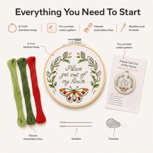 FUNATIC Please Get Out of My House Funny Embroidery Kit for Adults - color: Please Get Out of My House