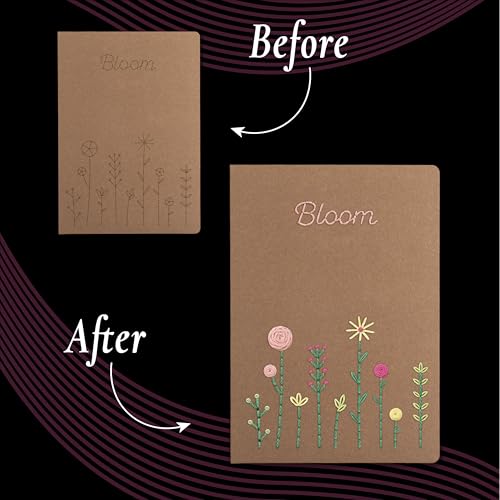 Unwynd Embroidery Kit Floral for Adults and Beginners, Cross stitch Crafts - style: Notebook Embroidery Kit Floral
