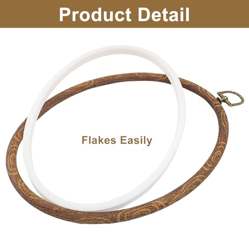 Marvexi 5Pcs Oval Embroidery Hoops 6.3"x9", Vintage Cute Faux Wood - style: 6.3" x 9"