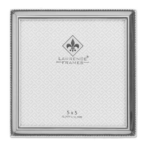 Lawrence Frames 11655 Polished Silver Plate 5x5 Picture Frame - Bead Border Design - color: Silver, size: 5x5