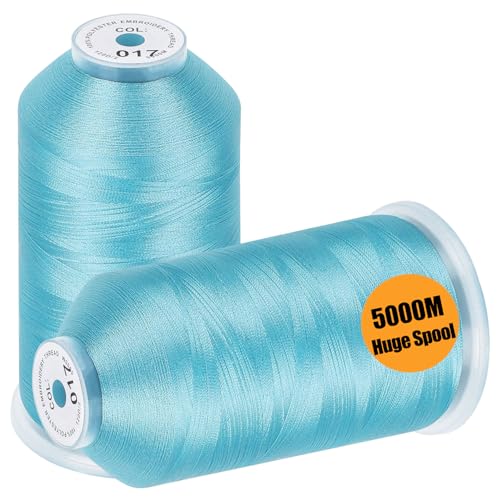 New brothread 2 Huge Spools Embroidery Machine Thread -Light Blue - color: Light Blue-017