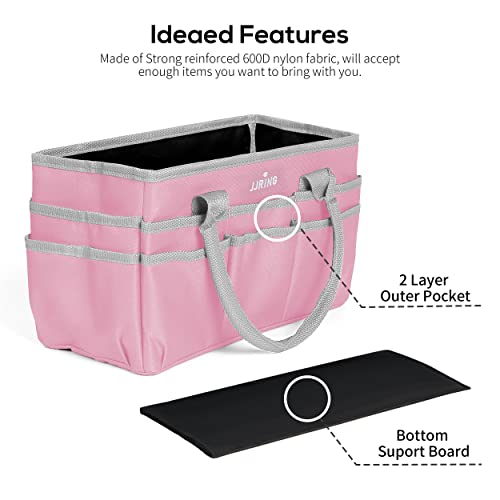 JJRING 600D Nylon Craft & Art Organizer Tote Bag With Pockets, Pink - color: Pink, size: Small
