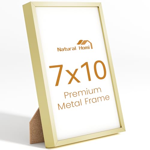 7x10 Aluminum Metal Picture Frame,Tempered Glass Gold Photo Frame 7x10 for Family Photo,Posters,Art,Document to Wall Mount Horizontally or Vertically - size: 7x10