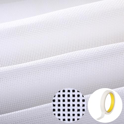 Moukeren 7 Pcs 8 x 10 Inches Needlepoint Canvas Starter Kit Include 13 Mesh Blank White Canvas and 1 Rolls Tape Pure Cotton Needlepoint Mesh for Embroidery DIY Knit Crochet Projects Make Dividers - size: 8 x 10 Inches