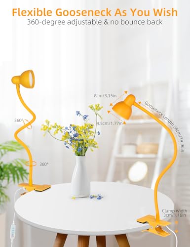 LiFMIRA Desk Lamp Clip on Lamp for Bed, LED Reading Light for Bed Yellow - color: Yellow