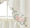 GOHD Lily Fragrance 3pcs Colorful Embroidery Kitchen Cafe Curtain Set.Rose - color: Rose