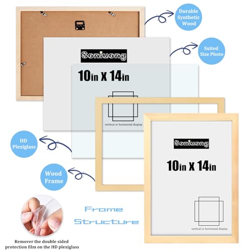 10x14 inch Wood Picture Frames for Wall Hanging,Diamond Painting Frames Rectangle Baby Scan Picture Frame for Family Walls Decoration,Anniversary,Wedding,Christmas,Halloween,Shower,Certificate - color: Natural, size: 10x14 inch