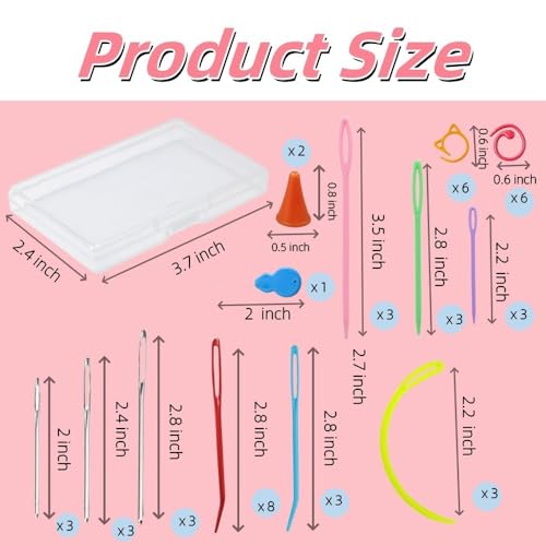 48 Pcs Yarn Needles Set,Curved Darning Needles for Yarn,Plastic Needles for Yarn,Tapestry Needle Weaving Knitting Sewing Needle