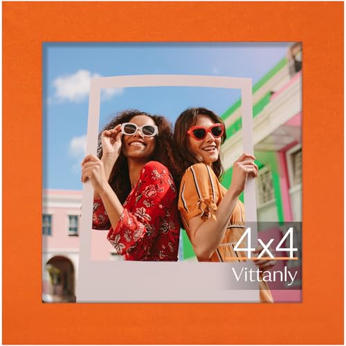 Vittanly 4x4 Picture Frame for Wall or Tabletop, Orange - color: Orange, size: 4x4