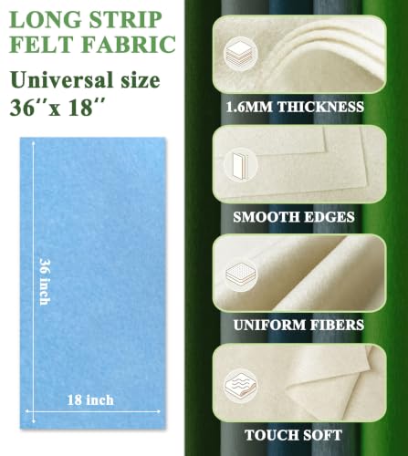 Sky Blue Felt Fabric 36" X 18" 1.6mm Thick Soft Half Square Felt Sheet - color: Sky Blue, size: 36'' x 18''