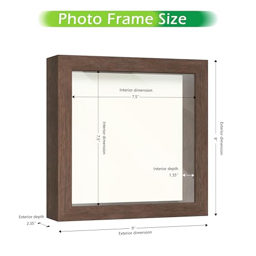 FrameWorks 8” x 8” Dark Oak Wooden Shadow Box Frame – Display Case with Soft Felt Back, Memory Box with Tempered Glass, Display Box with Elegant White Ball Push Pins, Wooden Flower Box - color: Dark Oak, size: 8"x8"