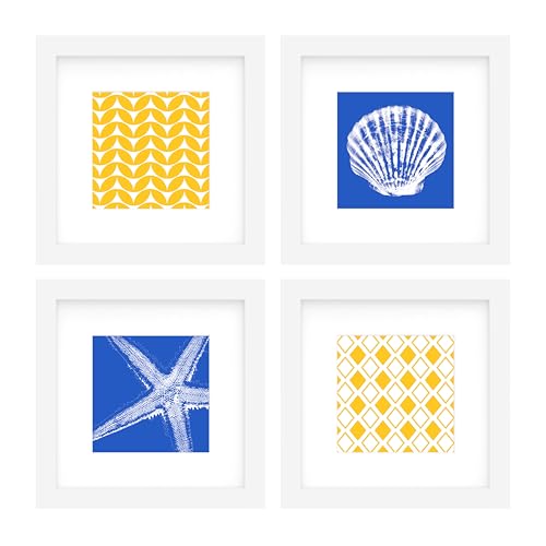 An&He 6x6 Picture Frames Set of 4, Displays 4x4 with Mat or 6x6 Without Mat Photos, Square Collage Wall Decor for Gallery, Tabletop & Wall Decor, White - color: White-4, size: 6x6