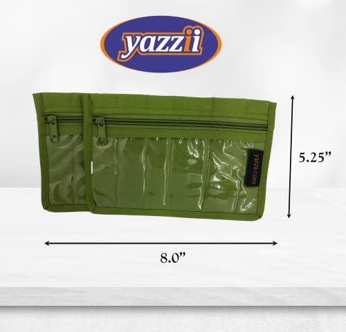Yazzii Sewing Notions Pouch Set (2PC) - Portable & Multipurpose - Sewing Supplies Organizer for Thread Spools, Needles, Beads, Embroidery Floss, Fabric Pieces & More!-Green - color: Green, size: 8" x 5.25"