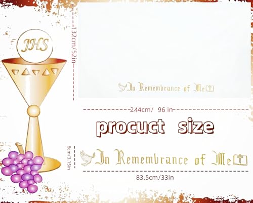 Large In Remembrance of Me Gold Thread Embroidery Altar Frontal Holy Communion Table Cloth Cover 96x52Inch White Rectangle Communion Table Cloth for Church for Gatherings Baptism Ceremonies(Gold) - color: Gold