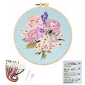 Silentsea Embroidery Kit, Floral and Nature Designs, 3-Pack with Hoops, Needlework Pattern Set (Flower-2) - color: flower-2