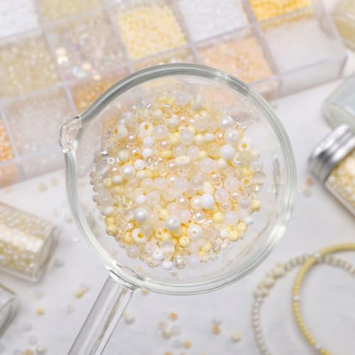 24 Grid White Glass Seed Bugle Tube Beads Kit for Jewelry Making DIY Craft - color: white, size: 24 Grid
